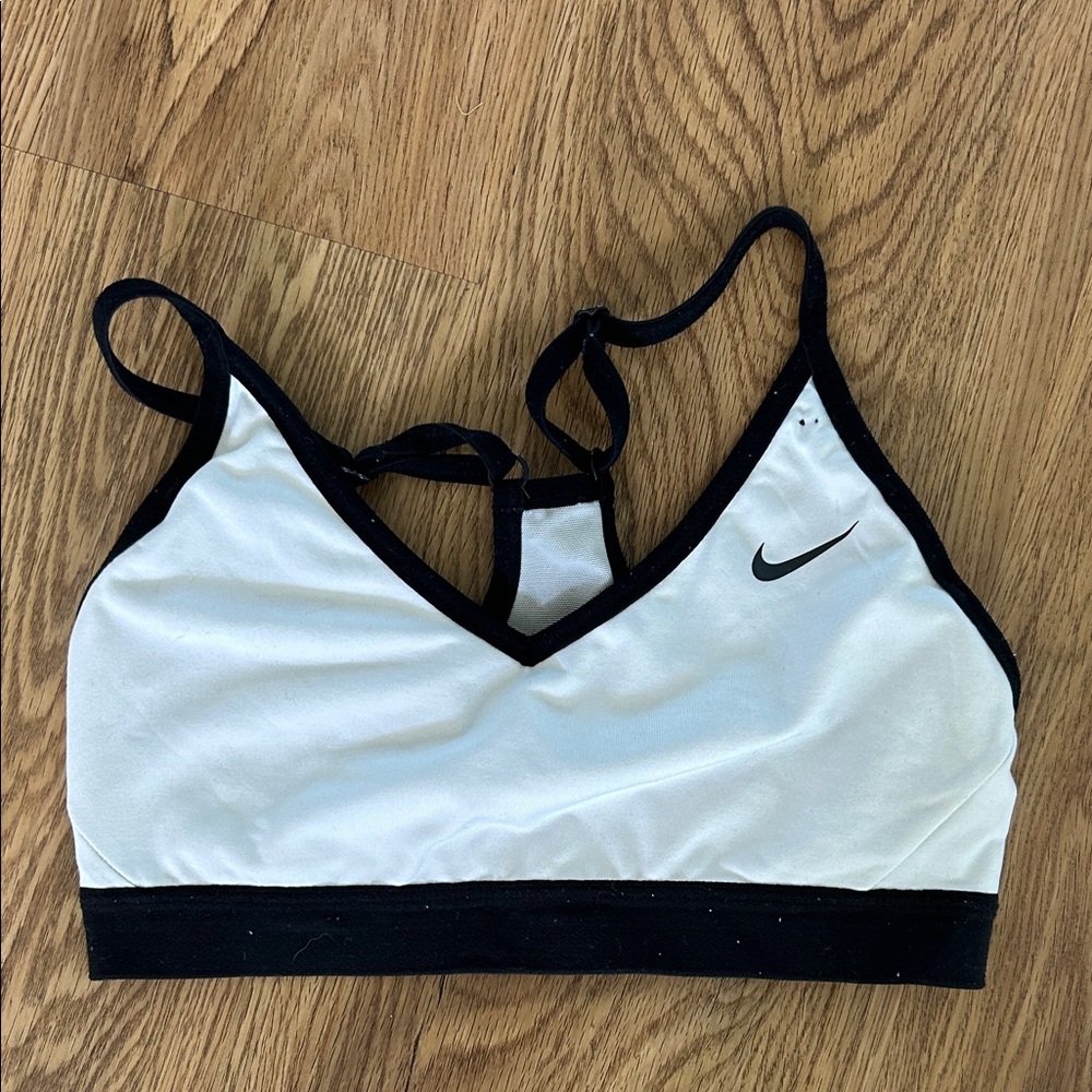 Nike Women's Black and White Strappy Sports Bra